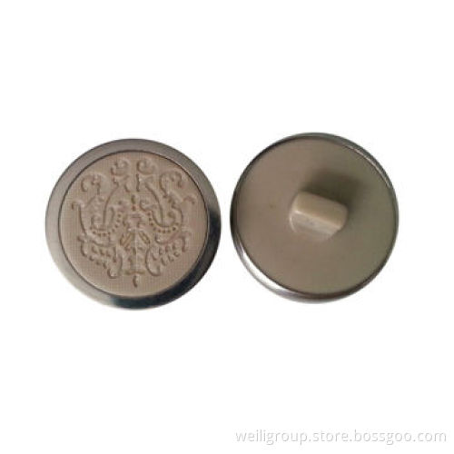 Combination button, metal & polyester